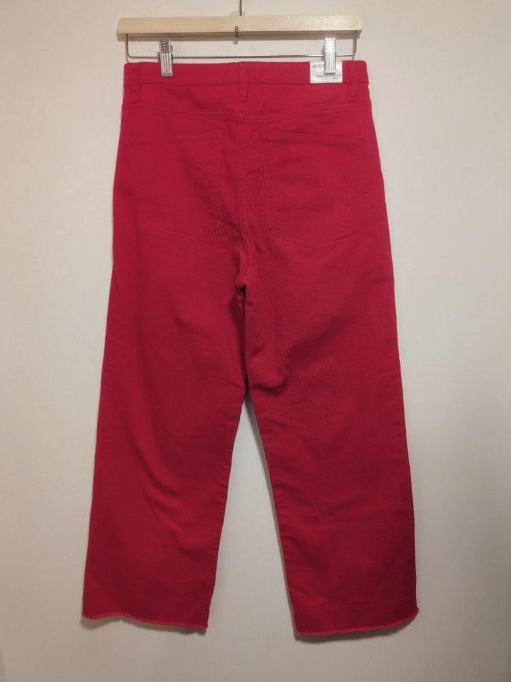 Maje | Pamier Rouge High Rise Wide Leg Jeans In Red - Picture 6 of 12